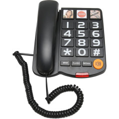 Laidinis telefonas su laisvų rankų funkcija ir nuotraukų atmintimi, namų fiksuotojo ryšio telefonai, laidinis telefonas senjorams, tiesioginis rinkimas su garsiakalbiu senjorams (juodas)