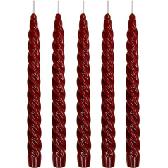 Ebersbacher Kerzenfabrik GmbH Renaissance Taper Candles Twisted Burgundy Pakuotė 5 vnt. Dydis apie 22 x 250 mm Individualiai folijoje