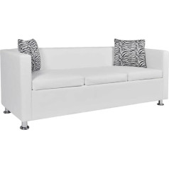 Vidaxl 3-vietė sofa sofa poilsio sofa atsipalaiduoti sofa atsipalaiduoti sofa odos imitacija balta
