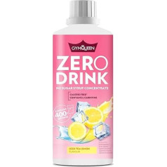 GymQueen Zero Drink Iced Tea Lemon 1000 ml, mažo kaloringumo ir be cukraus gėrimų koncentratas 1:80, praturtintas B grupės vitaminais ir L-karnitinu, gėrimų sirupas