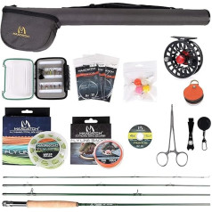MAXIMUMCATCH Premier Fly Rod ir Avid ritė Combo Complete 9 colių Fly Fishing Outfit su žvejybos įranga