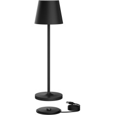 K-Bright Dimmable LED Battery Table Lamp | Indoor & Outdoor Rechargeable | Warm Light Colour | IP54 Waterproof | 240LM | Table Lamp Battery with USB Charging Station Black