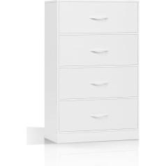 WOLTU SSK014ws Siaura komoda su 4 stalčiais Medžiagų laikymo komoda Balta komoda Miegamasis Svetainė Prieškambaris Pagaminta iš medžio Medžiaga Metalas Modernus 54,8 x 30 x 89 cm