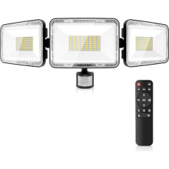 MEIKEE 70 W LED prožektorius su judesio jutikliu lauke 6800LM 6500K šaltai baltos spalvos ryškumas, reguliuojamas 3 režimais IP66 Vandeniui atsparus lauko prožektorius su trimis galvutėmis 180° reguliuojamas garažo sodo žibintas