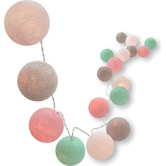 CREATIVECOTTON LED pasakų žibintai su medvilniniais kamuoliais, įskaitant laikmatį ir reguliatorių