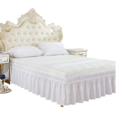 Nėrinių lovos sijonas, elastingas poliesterio lovos sijonas Ruffle Easy Fit Spread Cover Valance (karalius: 78 x 80 + 15 colių)