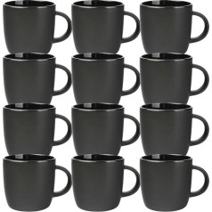 Schramm® kavos puodelių rinkinys Juodas porcelianas 6 arba 12 vienetų 250 ml kavos puodelių rinkinys Kavos puodelis Keraminis puodelis su rankenėle 6 arba 12 vienetų rinkinys Kiekis: 12 vnt.