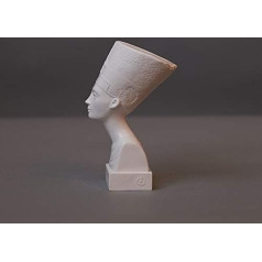 Nefertitės skulptūrėlė iš aukštos kokybės zelano, rankų darbo, pagaminta Vokietijoje, baltos spalvos biustas, 15 cm