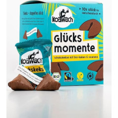 koawach Lucky Cookies Happiness Moments Chocolate Vegan - Šokoladiniai sausainiai, supakuoti į atskiras pakuotes - Tvarūs, ekologiški ir sąžiningos prekybos sausainiai - Guarna sausainiai su kofeinu