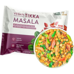 LiveFresh Tikka Masala | 7 x 400 g veganiškos dietos paruošti patiekalai | Mažai angliavandenių turintis maistas su 30 g baltymų ir tik 512 kcal vienoje porcijoje | Greitas paruošimas | Švelnus šokas su šerkšnu