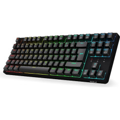 CIY X77 mechaninė žaidimų klaviatūra, 88 klavišai, QWERTZ išdėstymas, programuojamas RGB, trys reguliuojamo aukščio klavišai, C tipo kabelis, 