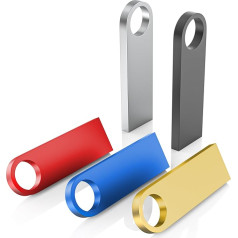 Wooolken Metalinė USB atmintinė 128 GB, 5 vnt. Vandeniui atspari 2.0 mini USB atmintinė 128 GB, įvairiaspalvė, 5 vnt., skirta nešiojamajam kompiuteriui, kompiuteriui, televizoriui, automobiliui