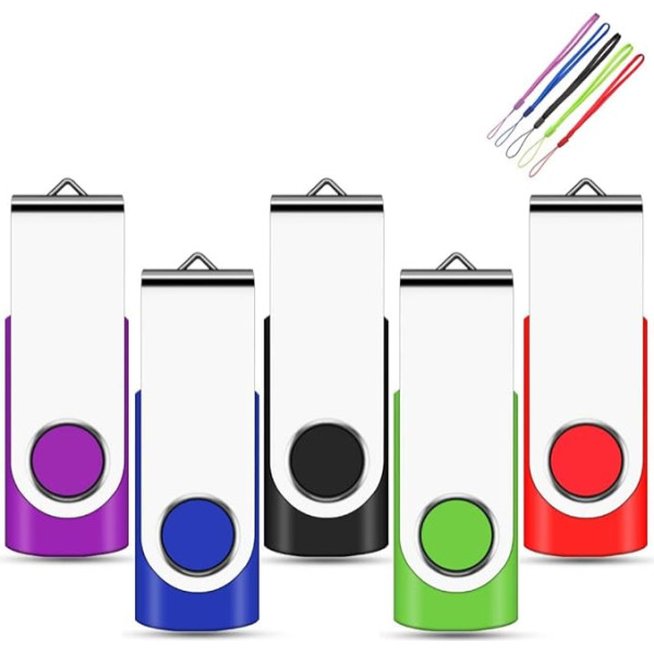 8 GB USB atmintinė su besisukančiu dangteliu USB 2.0, 5 pakuotės, įvairiaspalvė-1 2Go