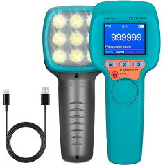 Stroboskopinis LED tachometras, Kethvoz skaitmeninis stroboskopinis tachometras, matuojantis greitį nuo 60-999999 RPM/FPM Hz su 0,001 % tikslumu, duomenų atmintis, pramoninis spidometras DT100B, skirtas elektros varikliams