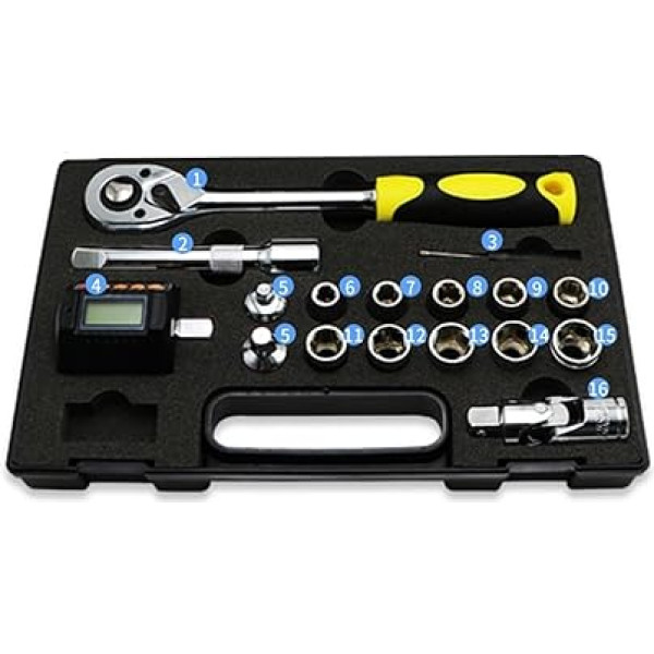Skaitmeninis sukimo momento matuoklis Mini sukimo momento adapteris 1/2 colio su apšvietimu Ratchet raktų rinkinys Automobilių dviračių remontas Rankiniai įrankiai Universalus sukimo momento vienetai (Spalva : 1 UK
