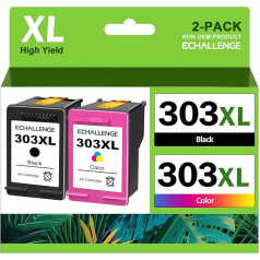 ECHALLENGE 303XL 303 suderinama su HP 303 spausdintuvo kasetėmis, skirtomis HP Officejet Pro 6230 kasetėms Envy Photo 7830 6230 6230 6232 6220 6234 7134 7130 6222 6255 658 (juoda, spalvota)