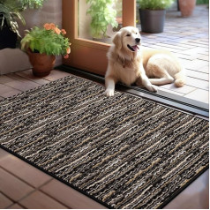Biscpro Doormat 80 x 100 cm Boho Carpet Dirt Trapper Mat Indoor Washable Non-Slip Door Mat Entrance Mat Kilimėlis įėjimo zonai, priekinėms durims, kiemui, prieškambariui, sodui, verandai Juoda