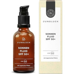 JUNGLÜCK Sun Fluid Face SPF 50+ - veganiškas | Lengvas veido losjonas su ekologiškais UV filtrais be balinamojo poveikio | Platus spektras su SPF 50+ apsaugo nuo UV-B ir UV-A spindulių