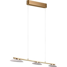Trio Leuchten Merton 343610308 LED pakabinamas šviestuvas Metalinis žalvaris Matinis stiklas Baltas su 3x 9 W LED jungikliu Dimmer Lift Me