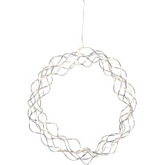 EGLO 411015 LED šviesos vainikas, kalėdinis šviesos vainikas su laidu ir plastiku, chromo spalvos, kalėdinis vainikas su kabeliu, apšviesta lango dekoracija, šiltai baltos spalvos, 30 cm skersmuo