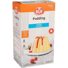 RUF Pudingas vanilinis, vanilės skonio pudingo milteliai, virti tik su pienu ir cukrumi, didelė talpykla, be glitimo, be alergenų, 1 x 1000 g