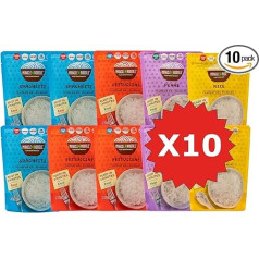 Miracle Noodle s Konjac Noodle Instant New Low Carb Asia Food Shirataki Makaronai su glitimu Asorti dėžutė 10 pakuočių po 200 g (3 x Spagečiai, 3 x Fettuccine, 2 x Ryžiai, 2 x Penne)
