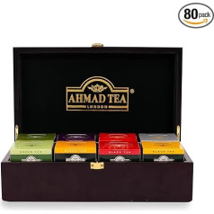 Ahmad Tea - Tea Keeper | Arbatos dėžutė - dekoratyvinė medinė dėžutė su 8 x 10 arbatos maišelių