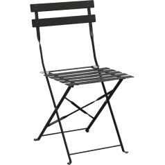 Bolero GH553 2X šaligatvio stiliaus plieninės kėdės vidaus ir lauko patalpoms, 800 mm x 387 mm x 471 mm, juodos spalvos