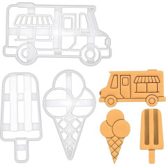 3 ledo sausainių formelių rinkinys (ledų sunkvežimis, vafliniai ledai ir ledai), 3 vnt. Bakerlogy