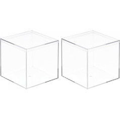 išteklių žemėlapis 2 Pack Clear Acrylic Plastic Square Storage Box with Lid 9.5 x 9.5 x 9.5 x 9.5 cm Small Items Container