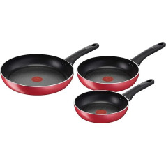 Lagostina 010254600003 Cucina Mediterranea nepridegančių keptuvių rinkinys, pagamintas iš aliuminio, aliuminio plieno, plastiko plieno, juodos ir raudonos spalvos