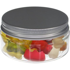 100 ml PET indelis skaidrus, su aliuminio dangteliu, plokščias, 10 vnt.