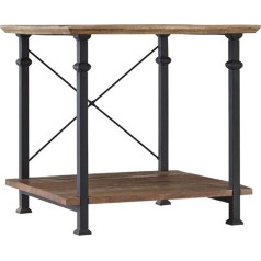 Homelegance Metalinis rėmas su mediniu stalviršiu, medžio metalas, kaimiška ruda, 24 x 22 colių