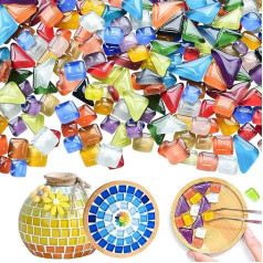 TOOSOAR 1000 g spalvotos stiklo mozaikos plytelės, netaisyklingos mozaikos plytelės, mažos mini mozaikos plytelės amatams, namų dekoravimui, nuotraukų rėmeliams, gėlių vazonams, 