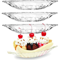 binsakao Banana Split Dish Boat, ledų dubenėlis, desertinė, skaidri, 4 vnt., 180 ml