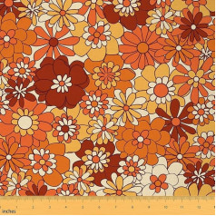 Derliaus gėlių audinys 92 x 150 cm Kėdės gėlės Audinys Audinys parduodamas metrais 60s 70s Groovy Siuvimo audinys, skirtas interjero dekoravimui ir DIY namų projektams Žalia