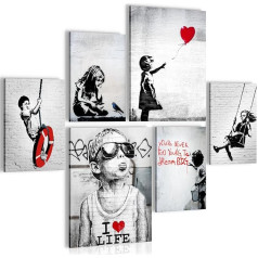Novart Sienų paveikslų rinkinys Banksy Collage Street Art - nereikia papildomo rėmo - šiuolaikinė apdaila - gyvenamasis kambarys, biuras N003163a