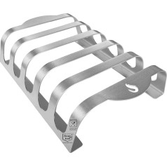 Mocisa Rib-Rack Size L (5 vnt.) | Šonkauliukų laikiklis su rankenomis | Profesionalus įrankis šonkauliukams kepti | Nerūdijantis plienas | Saugus maistui | Pagaminta Bavarijoje | 5 sultingiems ir gardiems šonkauliukams |