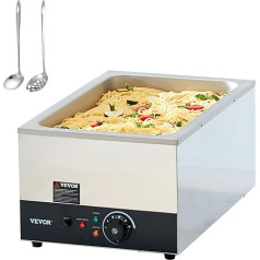 VEVOR nerūdijančio plieno bufetinė maisto šildyklė 1200 W, 1 x 26,4 l bufetinė talpykla, 555 x 355 x 260 mm šilumos talpykla, įskaitant ąsotėlius su ilga rankena ir sauso degimo indikatoriumi, skirta valgykloms, kavinėms,