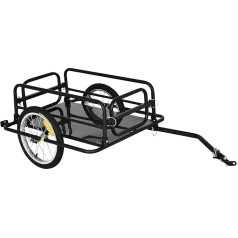 HOMCOM Dviračių priekaba Dviračių priekaba 40 kg apkrovos talpa Transporto priekaba Rankinis vežimėlis su sankaba Plieninė juoda 139 x 71,5 x 49 cm
