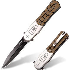 VALKNUT Sulankstomas peilis Kišeninis peilis, didelis lauko peilis, pagamintas iš D2 plieno, 10 cm ilgio ašmenimis, aštrus EDC peilis su spaustuku, skirtas vyrams stovyklauti, išgyvenimo medžioklės peilis, dykuma