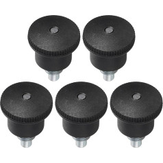 sourcing map 5 Pcs Pull Pin Spring Knob Pakaitinės dalys M10 Reguliavimas Fitness Pull Pin Knob Namų fitneso treniruoklio rankenėlė Juoda