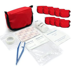 4business Pack of 10 Mini pirmosios pagalbos maišeliai Raudona pirmojo reagento tvarsliavos medžiaga pirmosios pagalbos idealiai tinka kelionėje Žygiai Lauko dviratis