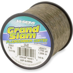 HI-SEAS Grand Slam Fluorocarbon Coated 100% Copolymer Extra Strong Clear and Moss Green Fishing Line 4lb - 20lb Tested Easy Cast High Knot Strength Abrasion Resistant