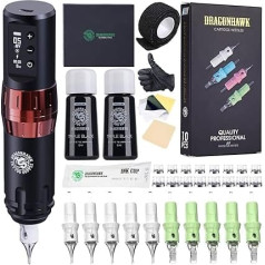 Ekstremalus tatuiruočių mašinų rinkinys Suderinamas Dragonhawk belaidžio rotacinio tatuiruočių aparato tušinukas Baterija Reguliuoti eigą 2,4 mm - 4,2 mm Belaidės tatuiruočių mašinos 1500 mAh baterija Tatuiruočių adatos Kasetės