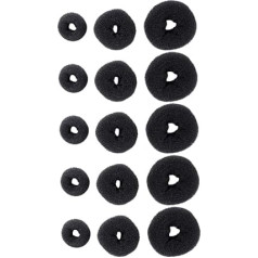 Ipetboom Plaukų džiovintuvas Donut Shaper plaukų tinkleliai Bun Ponytail Bun Žmogaus plaukai Bun Donuts Plaukų smeigtukai French Twist Plaukų įrankis Hair Nest Black Nylon Pack of 15