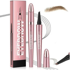 2024 antakių pieštukas, atsparus vandeniui, 3D microblading antakių pieštukas su 4 šakutės antgalių aplikatoriumi, ilgai išliekantis magiškas antakių pieštukas (šviesiai rudas)