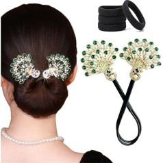 Pfauenförmiger Haar-Dutt-Maker, eleganter Frisur-Twist, Lazy Hair Curler, Dutt-Maker, Dutt-Maker for langes Haar, elegante Twist-Haarnadel, Haar-Accessoires for Frauen und Mädchen(Green)