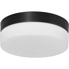 Licht-Erlebnisse BOMAYO LED lubų šviestuvas Stiklas Metalinė juoda opalinė balta IP44 Vonios kambarys Virtuvė Prieškambaris Skersmuo 18 cm 12 W 2700 K Mažas atspindys Jaukus apvalus lubų šviestuvas Vonios kambarys