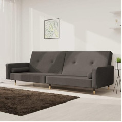 Tidyard Sofa lova 2-vietė su 2 pagalvėlėmis Sofa lova Sofa su miego funkcija Miegamojo lova Svečių lova Sofa lova Dienos lova Tamsiai pilkas aksomas